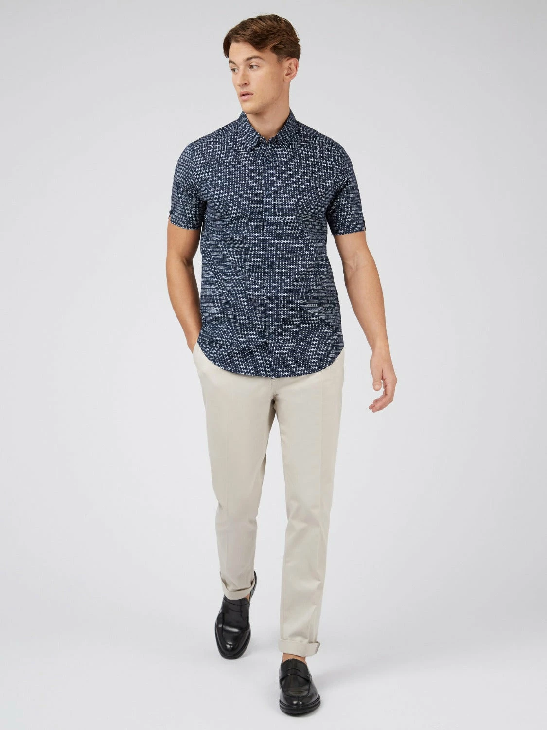 Dash Print Short-Sleeve Shirt - Marine 4 Dash Print Short-Sleeve Shirt - Marine - Image 4