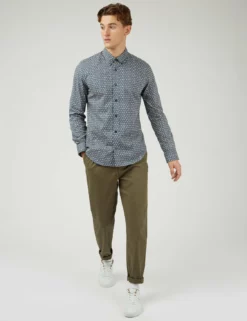 Mod Dash Print Long-Sleeve Shirt - Blue -clothing Shop 0071109 850 B vepcbv