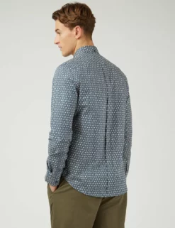 Mod Dash Print Long-Sleeve Shirt - Blue -clothing Shop 0071109 850 C makjml