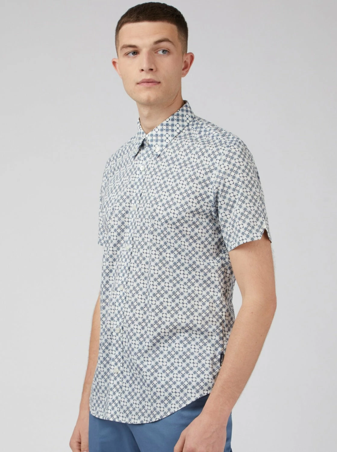 Mod Geo Print Short-Sleeve Shirt - Light Blue 2 Mod Geo Print Short-Sleeve Shirt - Light Blue - Image 2