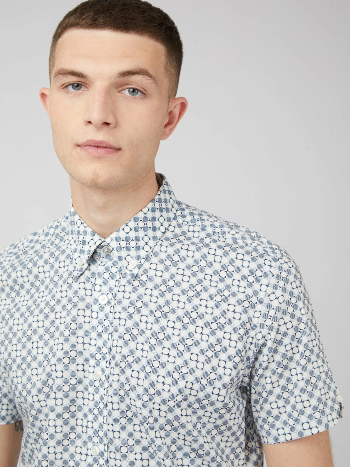Mod Geo Print Short-Sleeve Shirt - Light Blue 1 Mod Geo Print Short-Sleeve Shirt - Light Blue