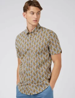 Optical Print Short-Sleeve Shirt 11 Optical Print Short-Sleeve Shirt -clothing Shop 0071113 400 A jraptw