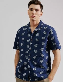 Paisley Print Lightweight Seersucker Shirt