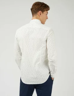 Scattered Spot Print Long-Sleeve Shirt - Ivory -clothing Shop 0071123 015 C f3491t