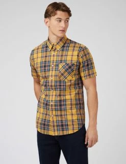 Classic Check Short-Sleeve Shirt - Gold -clothing Shop 0071135 470 A sw7npr