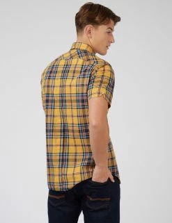 Classic Check Short-Sleeve Shirt - Gold -clothing Shop 0071135 470 C hnyqwz