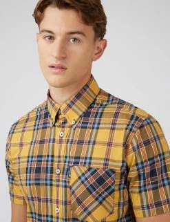 Classic Check Short-Sleeve Shirt - Gold -clothing Shop 0071135 470 E xfkrq6