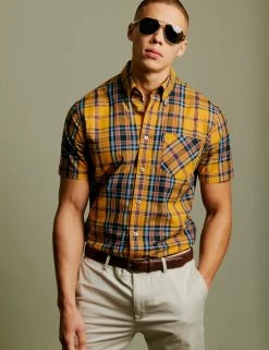 Classic Check Short-Sleeve Shirt - Gold