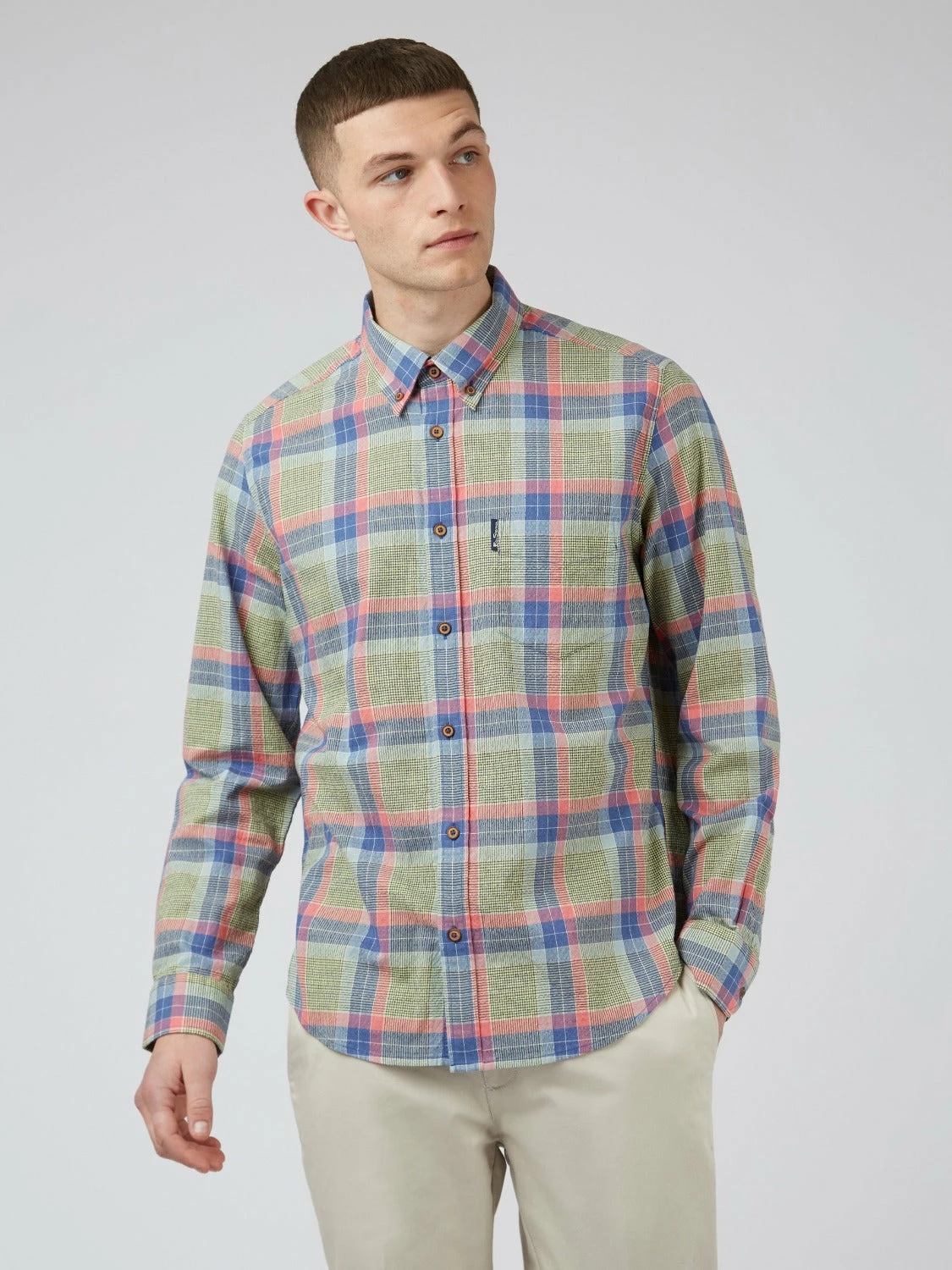 Pastel Check Seersucker Long-Sleeve Shirt 5 Pastel Check Seersucker Long-Sleeve Shirt - Image 5