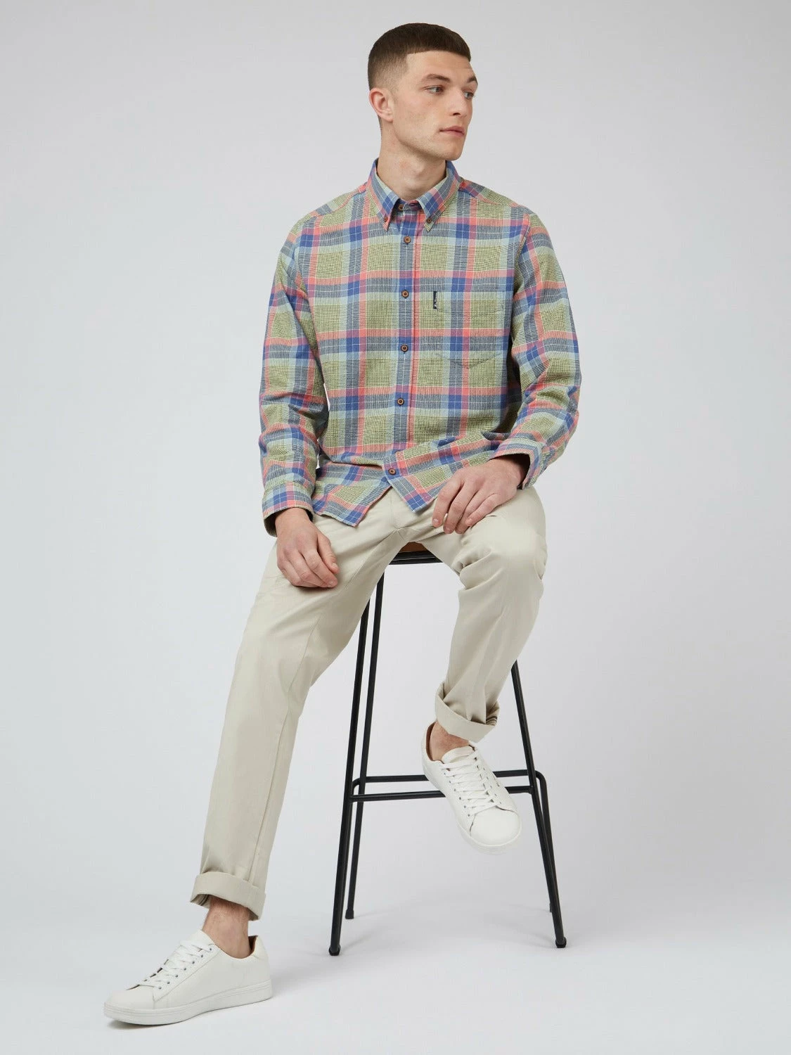 Pastel Check Seersucker Long-Sleeve Shirt 7 Pastel Check Seersucker Long-Sleeve Shirt - Image 7
