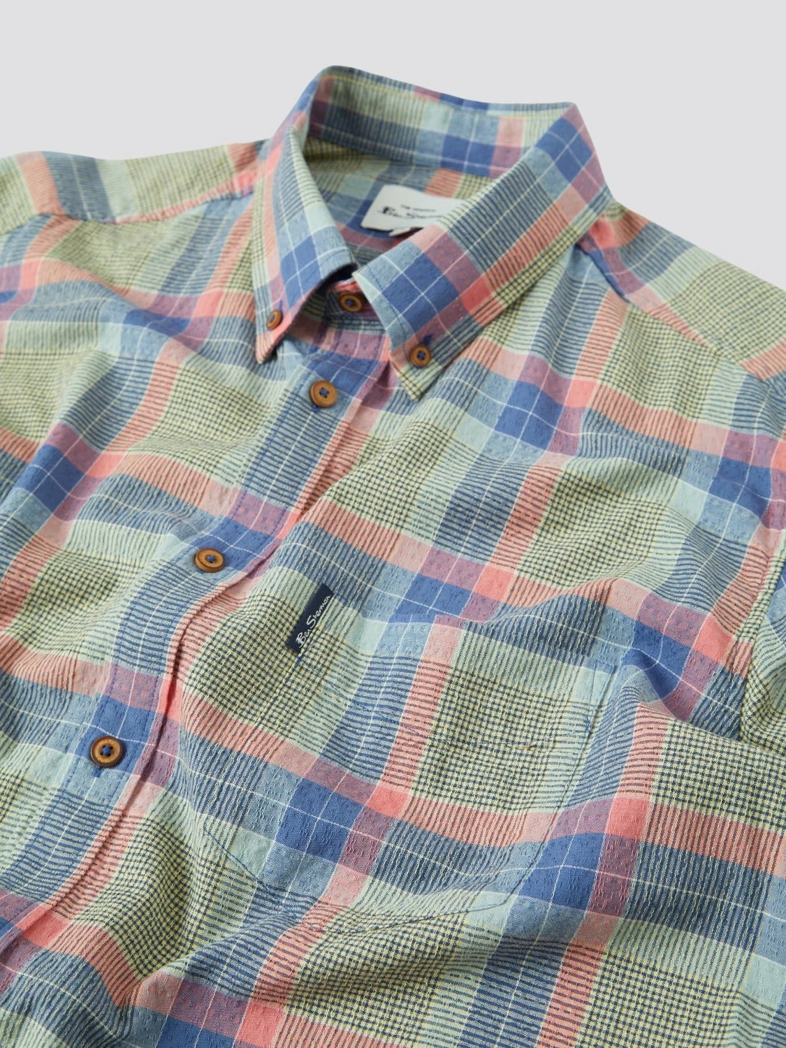 Pastel Check Seersucker Long-Sleeve Shirt 2 Pastel Check Seersucker Long-Sleeve Shirt - Image 2