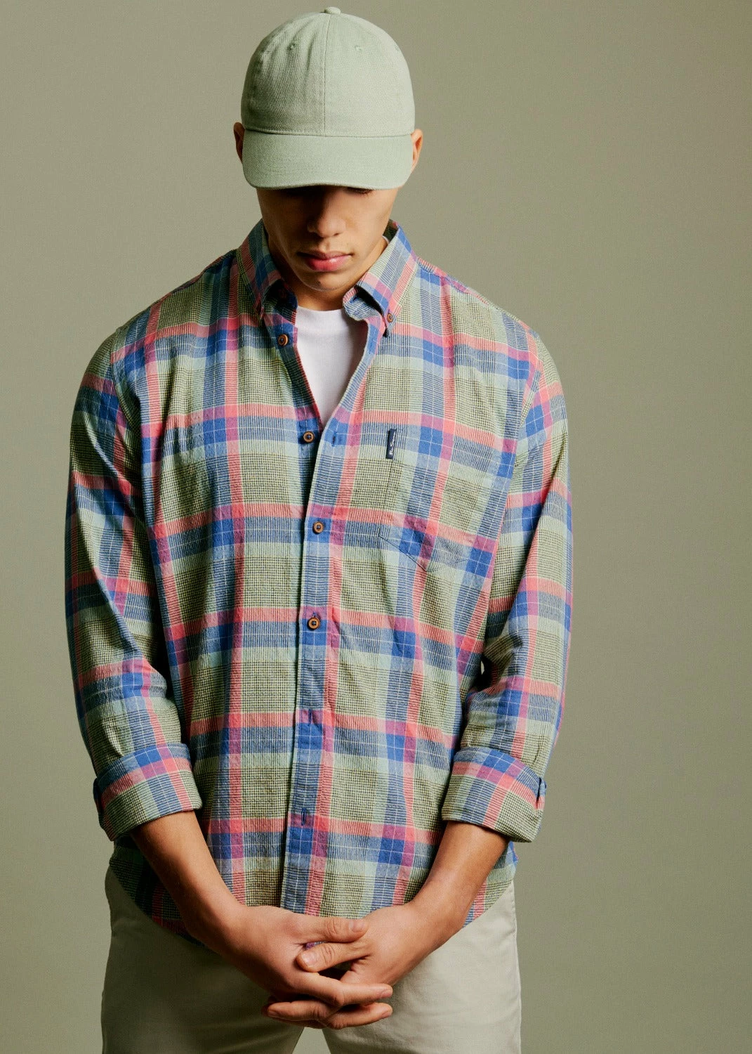 Pastel Check Seersucker Long-Sleeve Shirt 3 Pastel Check Seersucker Long-Sleeve Shirt - Image 3
