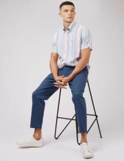 Linen Pastel Stripe Short-Sleeve Shirt 12 Linen Pastel Stripe Short-Sleeve Shirt -clothing Shop 0071149 152 B zbsktj