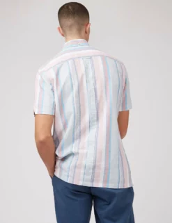Linen Pastel Stripe Short-Sleeve Shirt 14 Linen Pastel Stripe Short-Sleeve Shirt -clothing Shop 0071149 152 C mih1ej