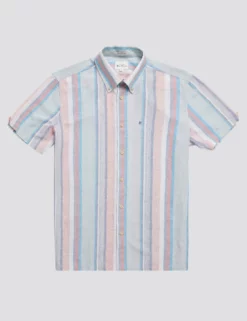 Linen Pastel Stripe Short-Sleeve Shirt 15 Linen Pastel Stripe Short-Sleeve Shirt -clothing Shop 0071149 152 D mfdc6b