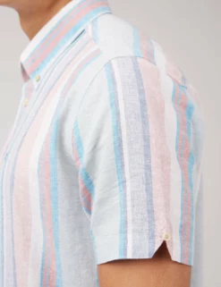 Linen Pastel Stripe Short-Sleeve Shirt 13 Linen Pastel Stripe Short-Sleeve Shirt -clothing Shop 0071149 152 F mknbbz