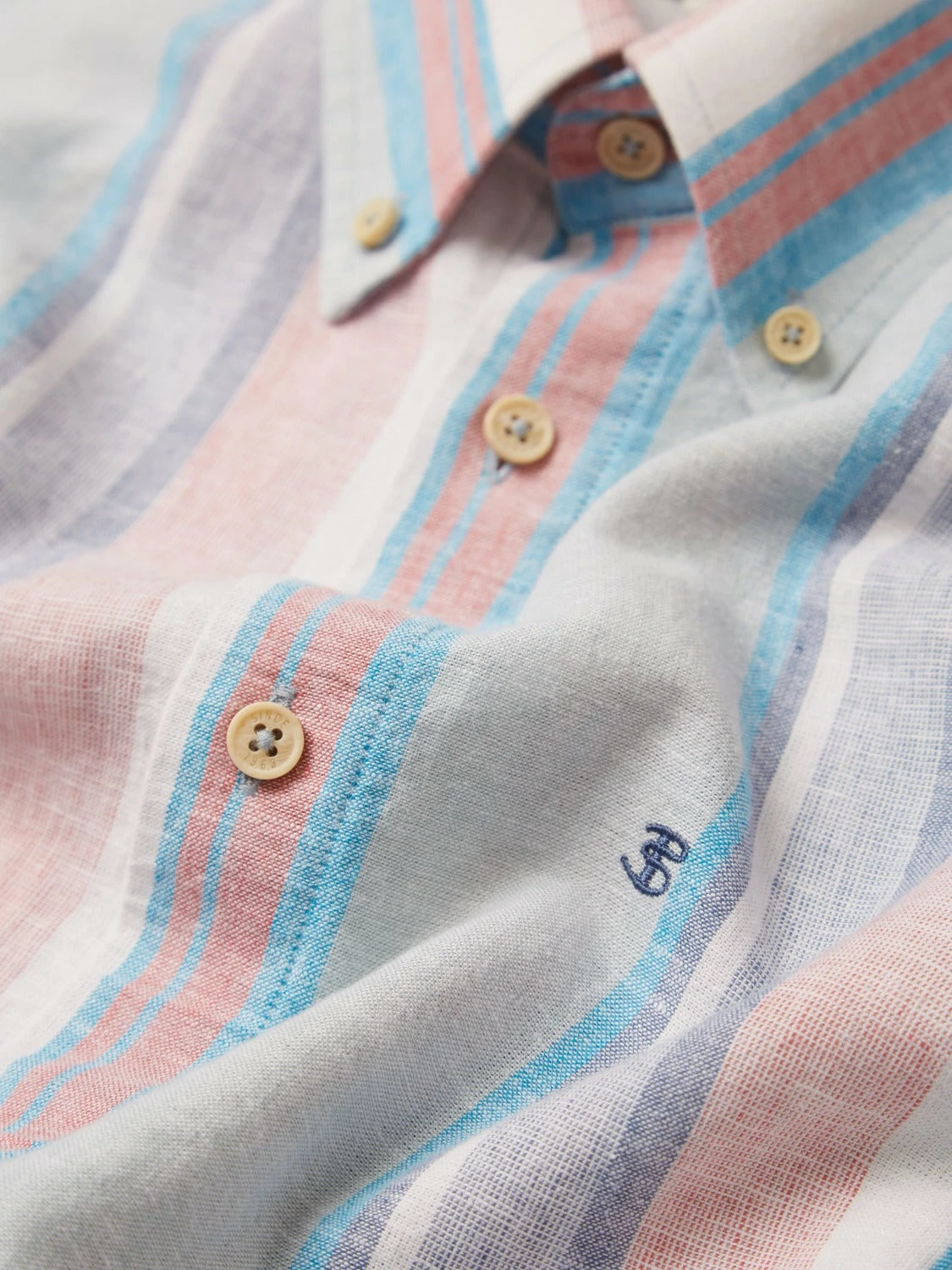 Linen Pastel Stripe Short-Sleeve Shirt 1 Linen Pastel Stripe Short-Sleeve Shirt