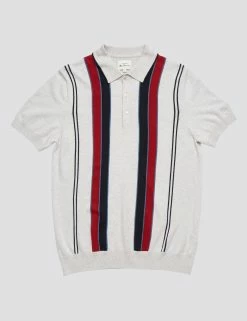 Signature Mod Knit Stripe Polo - Ivory -clothing Shop 0071442 015 D udchl0