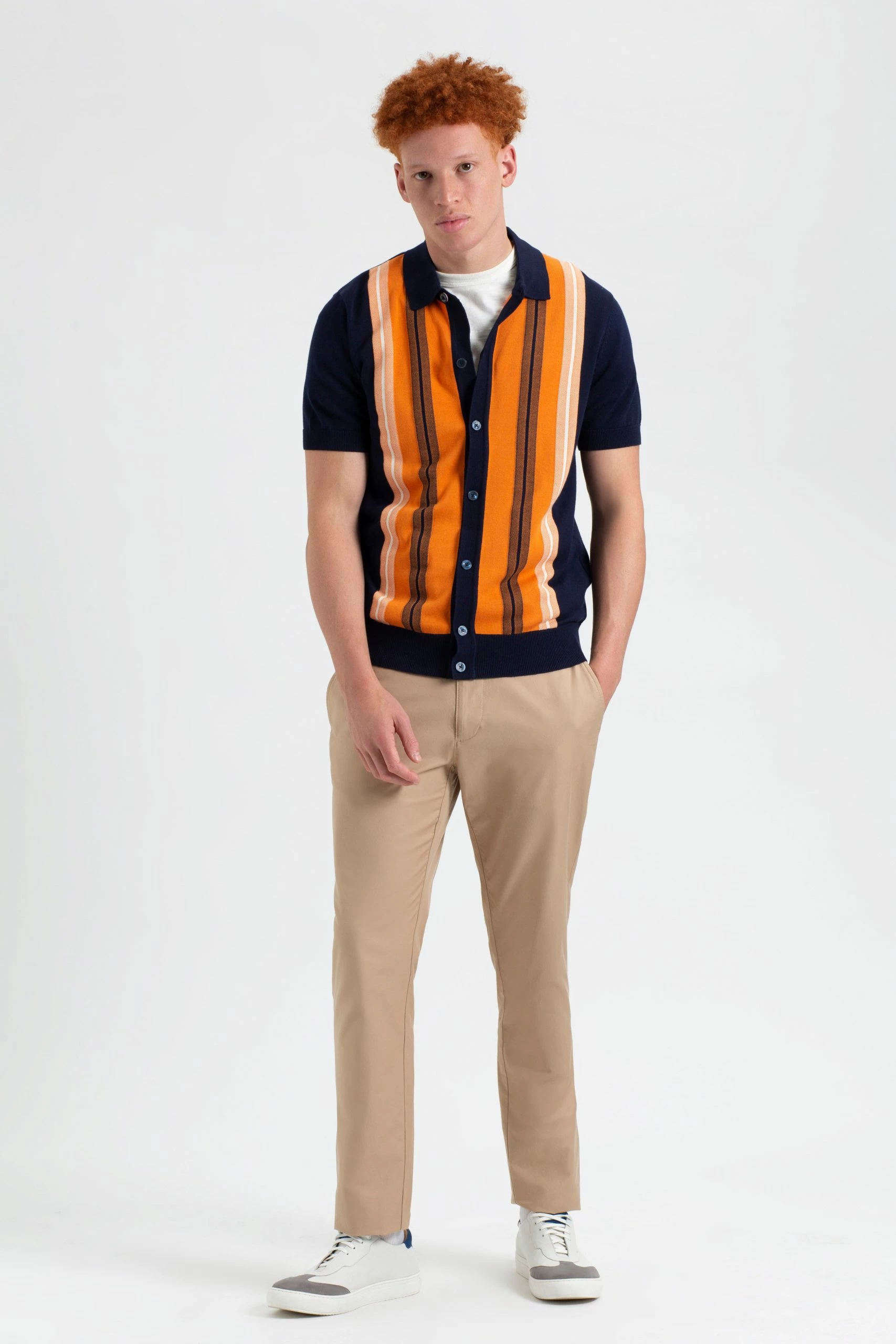 Iconic Vertical Stripe Button-Through Mod Knit Polo 5 Iconic Vertical Stripe Button-Through Mod Knit Polo - Image 5
