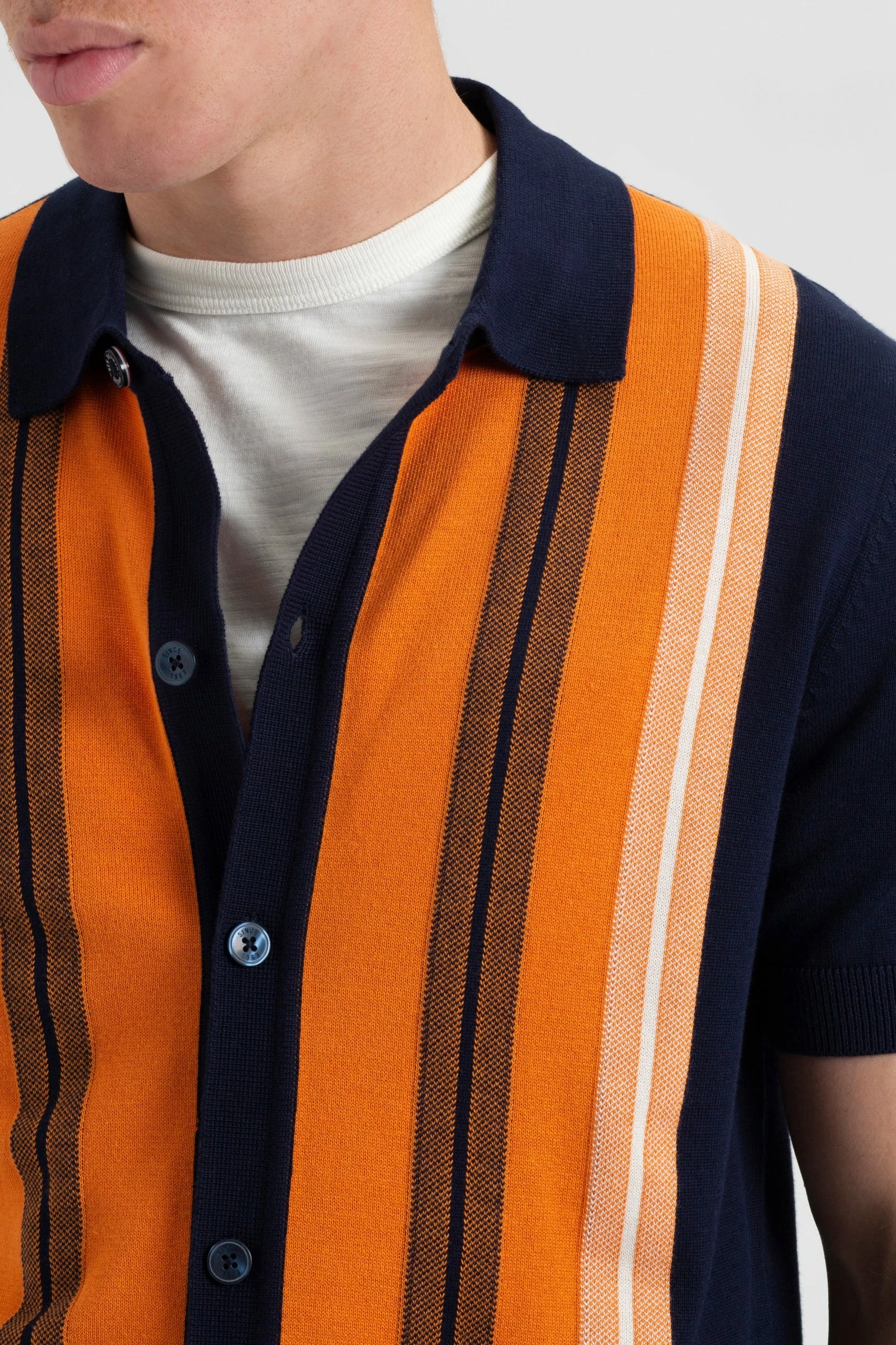 Iconic Vertical Stripe Button-Through Mod Knit Polo 3 Iconic Vertical Stripe Button-Through Mod Knit Polo - Image 3