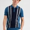 Iconic Vertical Textured Stripe Mod Knit Polo - Royal Blue