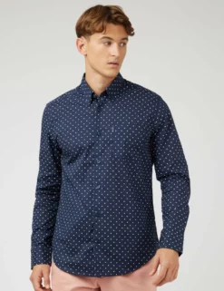Navy Polka Dot Print Long-Sleeve Shirt 11 Navy Polka Dot Print Long-Sleeve Shirt -clothing Shop 0071829 025 A pglpva