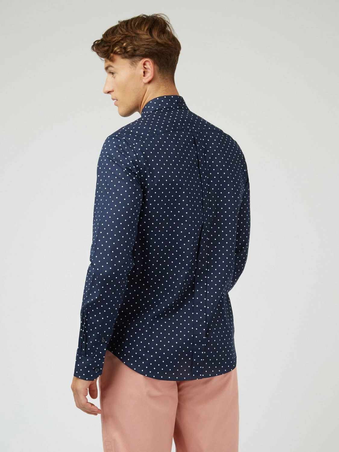 Navy Polka Dot Print Long-Sleeve Shirt 5 Navy Polka Dot Print Long-Sleeve Shirt - Image 5