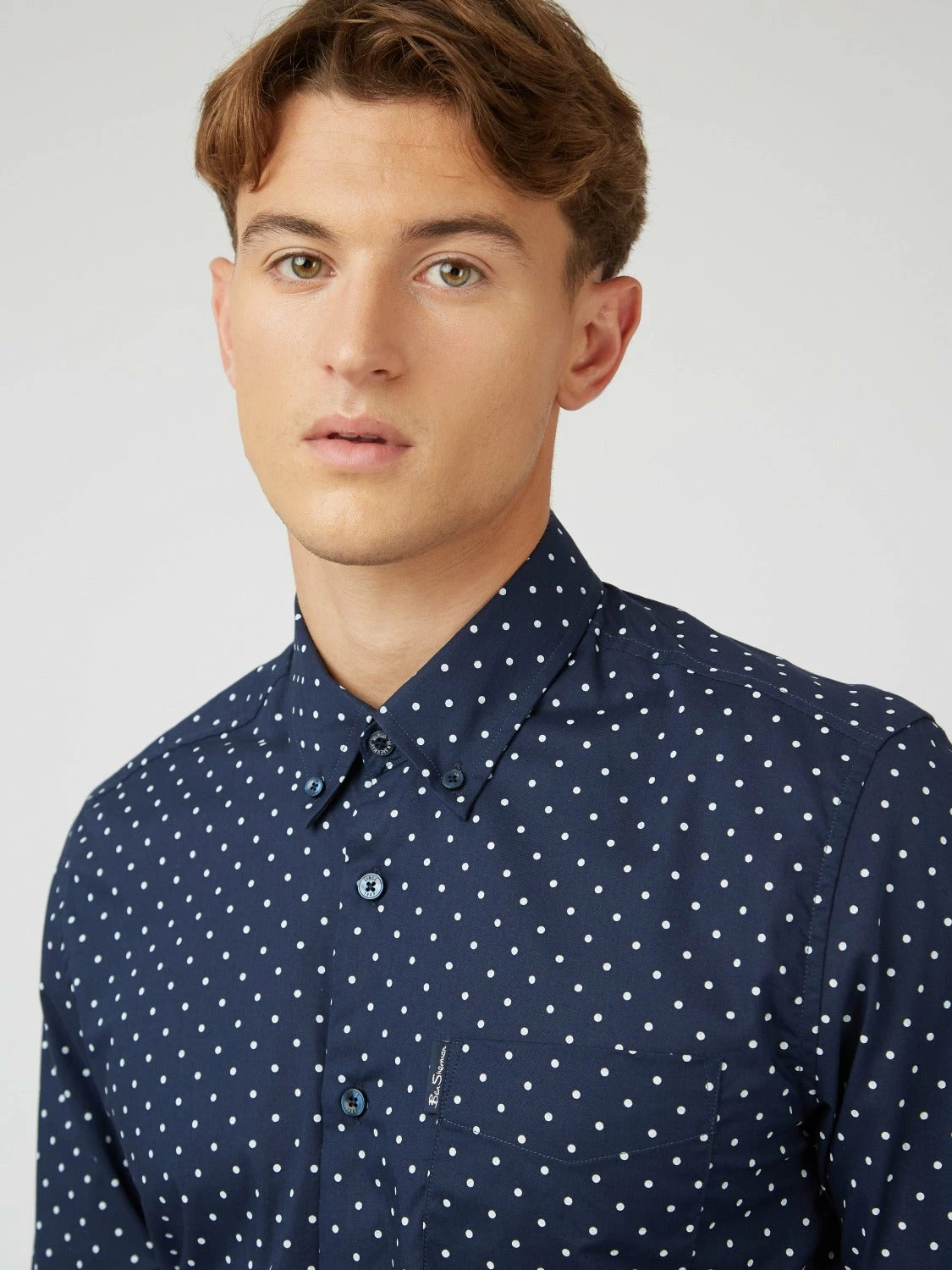 Navy Polka Dot Print Long-Sleeve Shirt 1 Navy Polka Dot Print Long-Sleeve Shirt