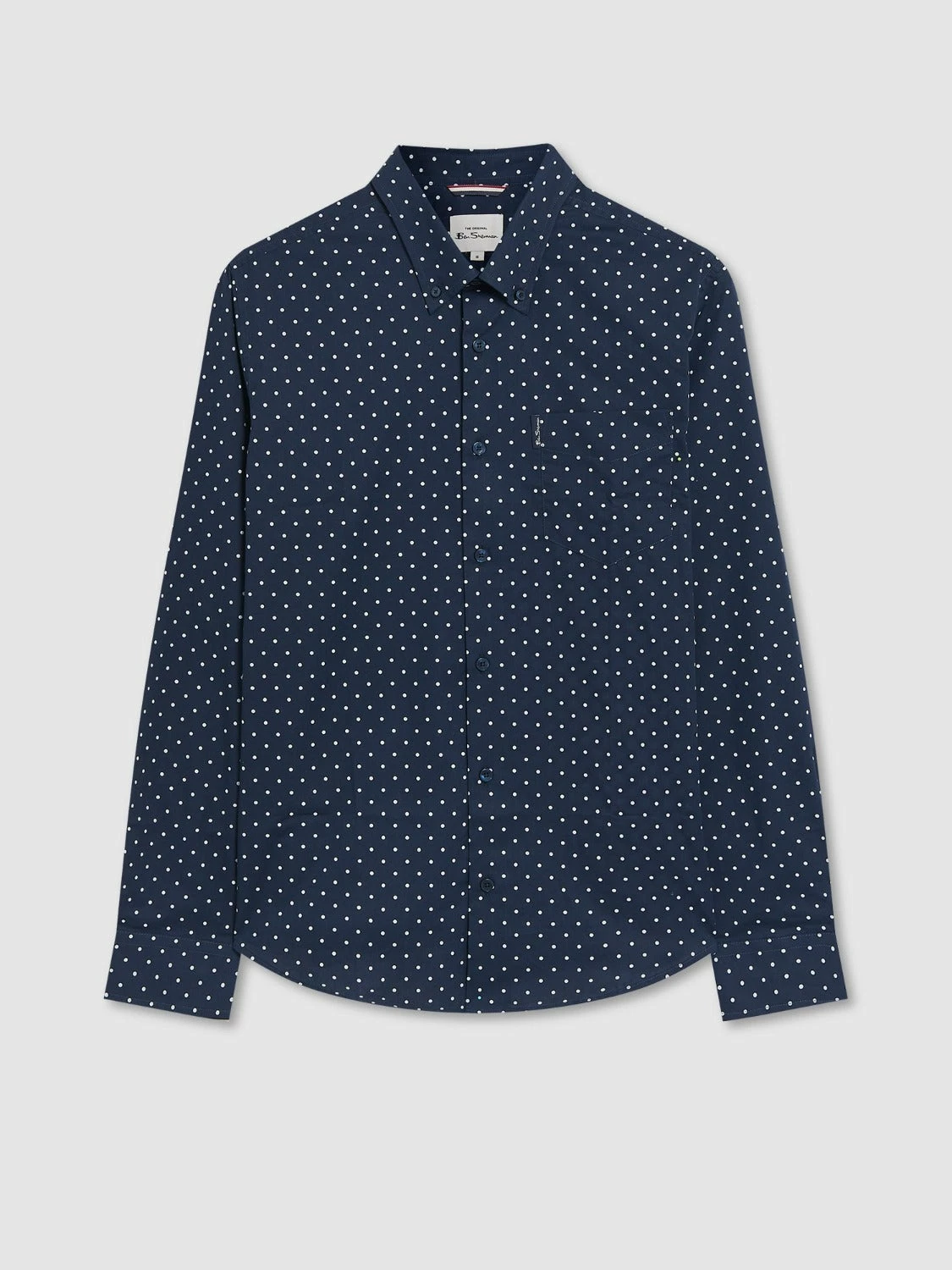 Navy Polka Dot Print Long-Sleeve Shirt 7 Navy Polka Dot Print Long-Sleeve Shirt - Image 7