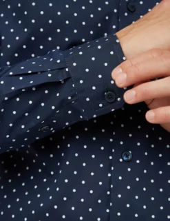 Navy Polka Dot Print Long-Sleeve Shirt 15 Navy Polka Dot Print Long-Sleeve Shirt -clothing Shop 0071829 025 F u7csc1