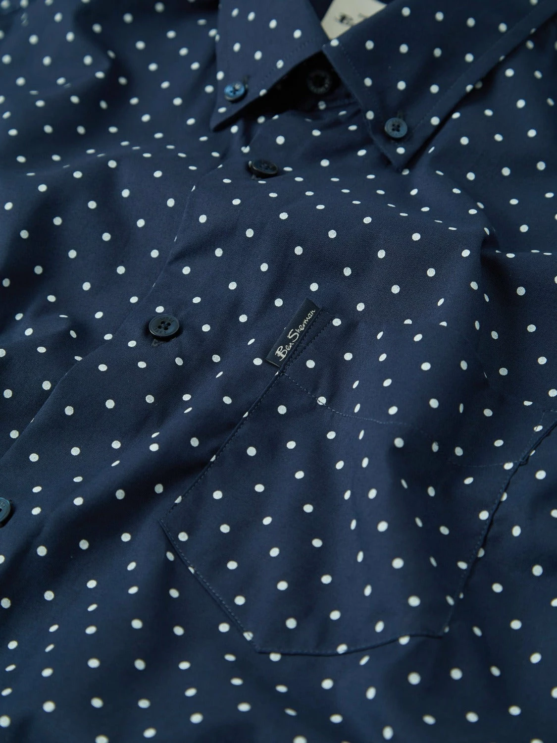 Navy Polka Dot Print Long-Sleeve Shirt 2 Navy Polka Dot Print Long-Sleeve Shirt - Image 2
