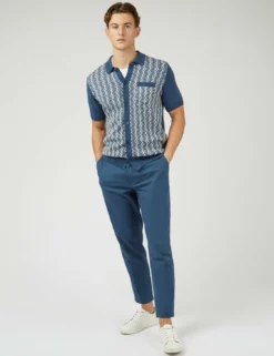 Signature Slim Taper Linen Trousers - Blue