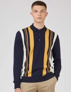 Signature Mod Knit Stripe Polo - Marine
