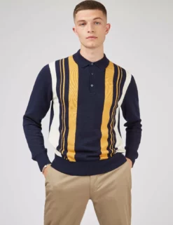 Signature Mod Knit Stripe Polo - Marine -clothing Shop 0073982C 035 F sruxv1