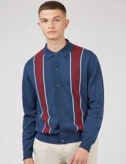 Button-Through Contrast Stripe Long-Sleeve Knit Polo -clothing Shop 0073984C 026 A qy5i2k
