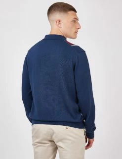 Button-Through Contrast Stripe Long-Sleeve Knit Polo -clothing Shop 0073984C 026 C kayr5v