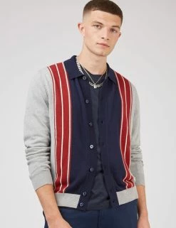 Button-Through Colorblock Knit Long-Sleeve Polo -clothing Shop 0073985C 250 F tfxddv