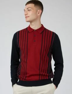 Mod Knit Colorblock Stripe Long-Sleeve Polo