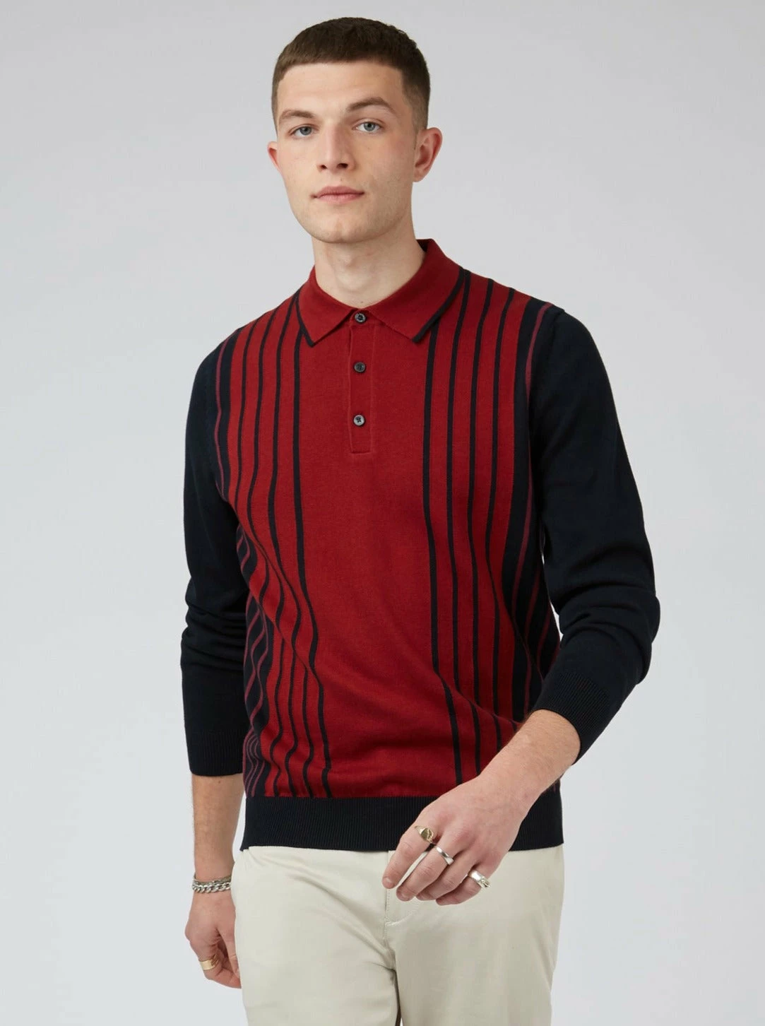 Mod Knit Colorblock Stripe Long-Sleeve Polo 3 Mod Knit Colorblock Stripe Long-Sleeve Polo - Image 3