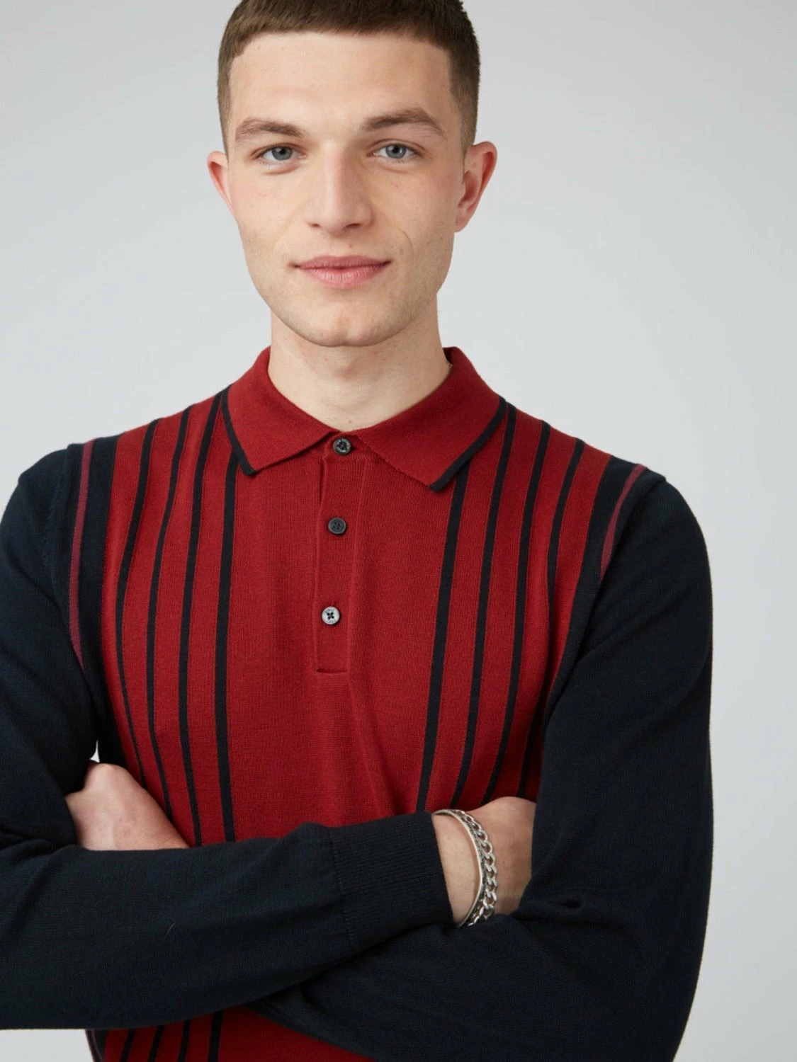 Mod Knit Colorblock Stripe Long-Sleeve Polo 2 Mod Knit Colorblock Stripe Long-Sleeve Polo - Image 2