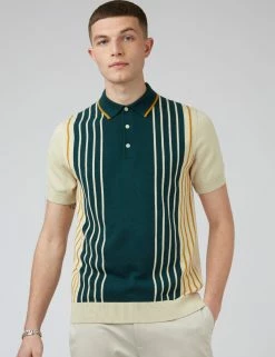 Mod Knit Colorblock Stripe Polo - Ocean Green