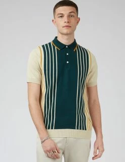 Mod Knit Colorblock Stripe Polo - Ocean Green -clothing Shop 0074404C 700 B oserso