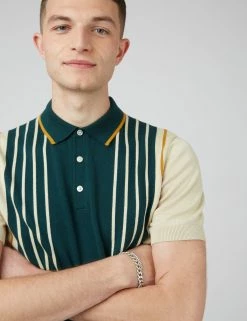 Mod Knit Colorblock Stripe Polo - Ocean Green -clothing Shop 0074404C 700 E ppygpu