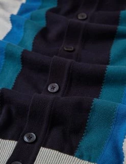 Button-Through Mod Knit Stripe Polo - Sky -clothing Shop 0074405C 120 G vmglfr