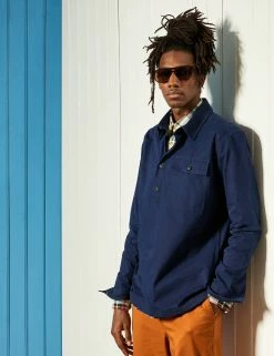Pullover Quarter-Button Jacket - Marine