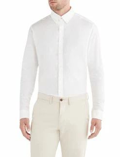 White Solid Oxford Slim Fit Dress Shirt