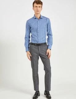 Pinpoint Check Slim Fit Dress Shirt - Teal/Blue 9 Pinpoint Check Slim Fit Dress Shirt - Teal/Blue -clothing Shop 33HBS5916 390 TEALBLUE 1 scaled