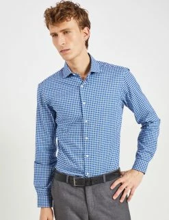 Pinpoint Check Slim Fit Dress Shirt - Teal/Blue 8 Pinpoint Check Slim Fit Dress Shirt - Teal/Blue -clothing Shop 33HBS5916 390 TEALBLUE 2 scaled