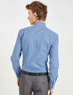 Pinpoint Check Slim Fit Dress Shirt - Teal/Blue 10 Pinpoint Check Slim Fit Dress Shirt - Teal/Blue -clothing Shop 33HBS5916 390 TEALBLUE 4 scaled