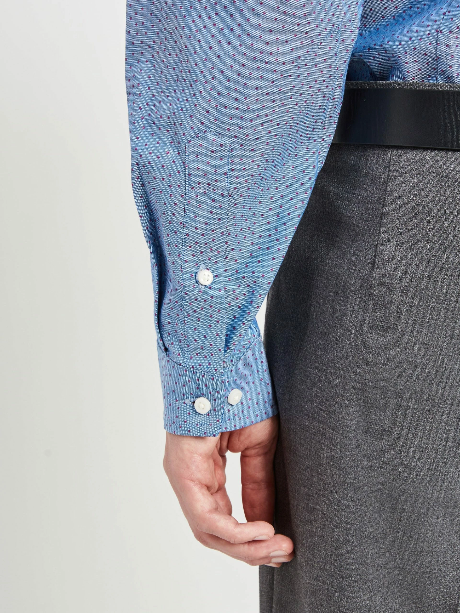 Dobby Print Slim Fit Dress Shirt - Dark Teal 6 Dobby Print Slim Fit Dress Shirt - Dark Teal - Image 6